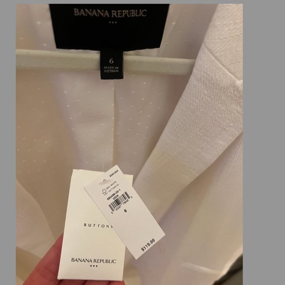 NWT Banana Republic Double Breasted Blazer Size 6 White - Picture 2 of 4